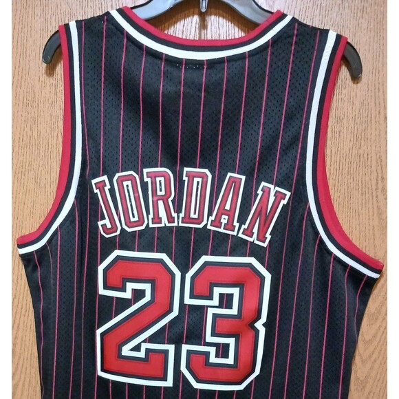 Michael Jordan (Mitchell & Ness)-(Bulls)-(Jersey)-(Black)-(Stripe)-(XL)-$100.00 - Picture 7 of 10